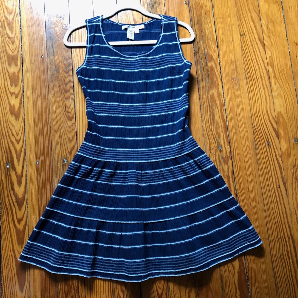 Max Studio Sleeveless Dress, Navy Blue and White, Size Small